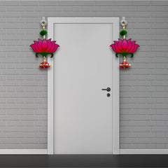 Simple Pink Lotus Latkan Hanging Pair