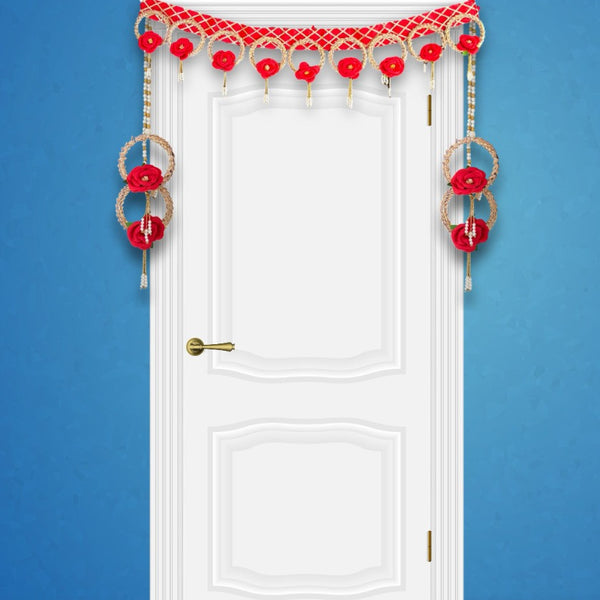 Smaran Traditional Hadmade Toran with Hangings | Handcrafted & Beautiful Wall Hanging Bandarwal for Entrance Gate & Office D cor | Artificial Flower Toran Festival Diwali Pooja Decoration 