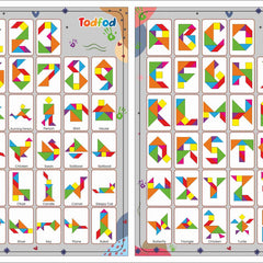Two educational posters with colorful letters and numbers for children, featuring the brand 'Tadfoo'.