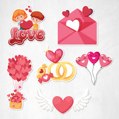 TodFod Valentine Fridge Magnet Set of 6 | 3 Inch Cute Cartoon Love Theme Heart & Couple MDF Wood Magnets