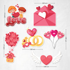 TodFod Valentine Fridge Magnet Set of 6 | 3 Inch Cute Cartoon Love Theme Heart & Couple MDF Wood Magnets