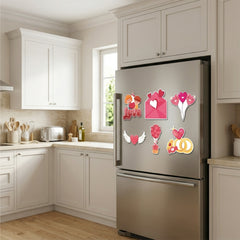 TodFod Valentine Fridge Magnet Set of 6 | 3 Inch Cute Cartoon Love Theme Heart & Couple MDF Wood Magnets