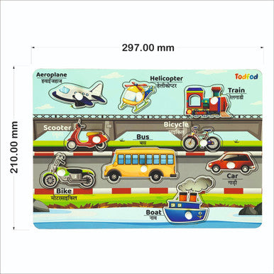Chart showing different modes of transportation with labels and measurements.