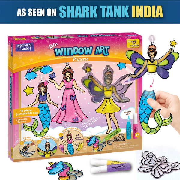 Imagimake Window Art Princess & Unicorn | Glass Painting Kit | Art & Craft Kit for 6|8 | Sun Catcher Kit | Unicorn Gifts for Age 6|8 | Birthday Gift for 5+ Years, Multicolor