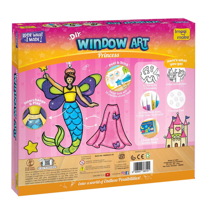 Box of DIY window art kit for princess theme with mermaid design.