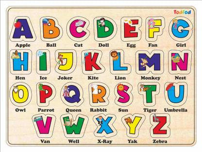 Todfod Wooden English Alphabet Puzzle Board for Kids | Colorful Educational Learning Toy with Easy to Grip Knobs, Multicolor Picture Backgroundsoden English Alphabet Puzzle Board for Kids – Colorful Educational Learning Toy with Easy|to|Grip Knobs, Multicolor Picture Backgrounds